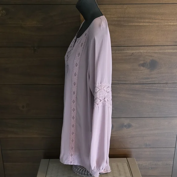BKE Size M Purple Embroidered Blouse Tunic - Picture 4 of 9